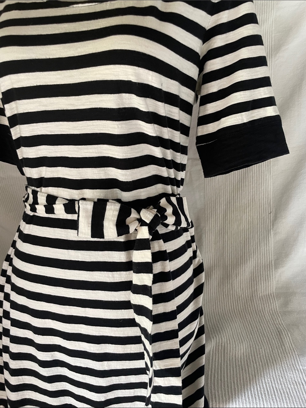 Banana Republic Black & White Striped Belted Women's Dress - Picture 3 of 4